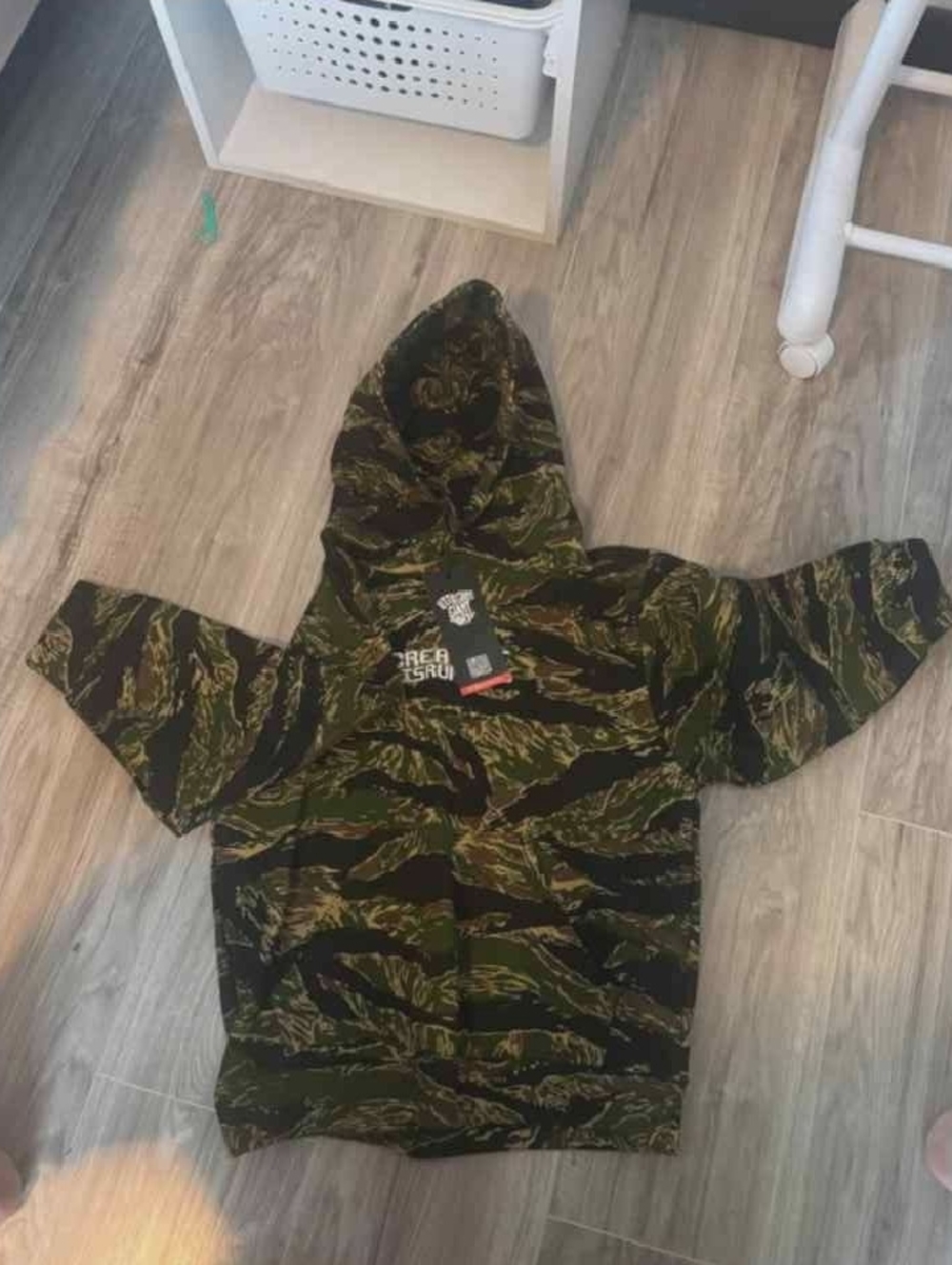 Kids Camo Hoodie Sweatshirt in Olive Green